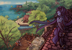 Full body, multiple characters, background