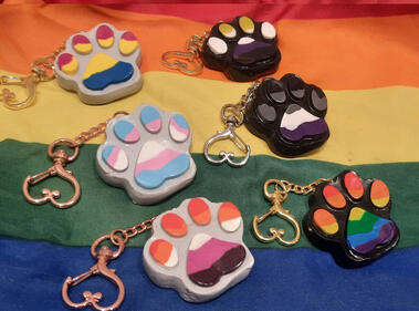 Pride paw keychains